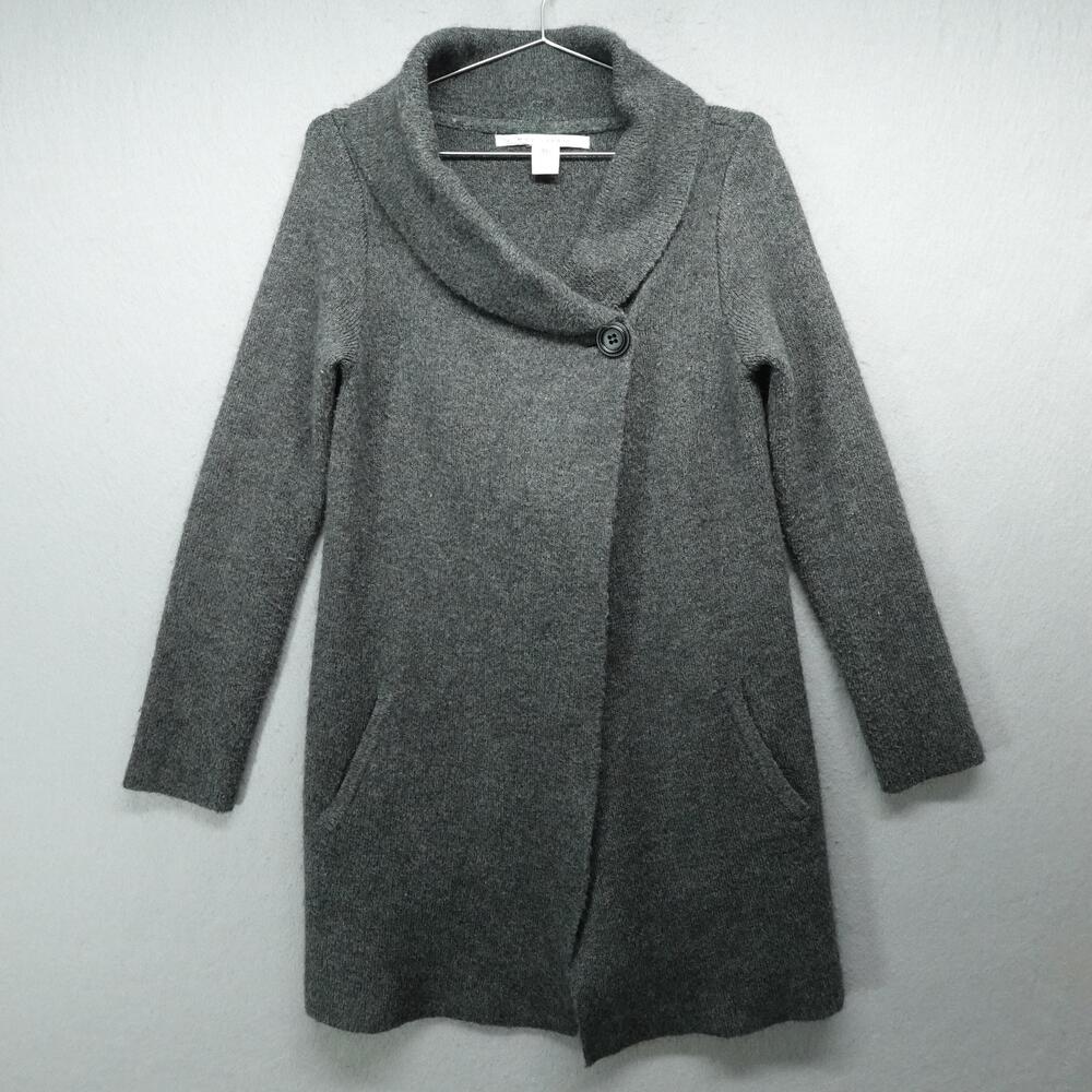 Max Studio Cardigan Sweater Womens Small Gray Shawl Collar Single Button Pockets
